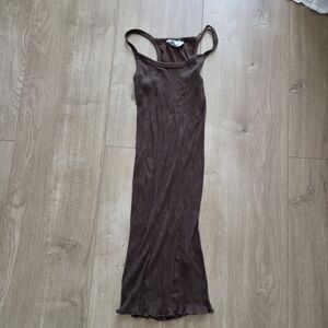 Hard Tail Brown Ribbed Long Tank Tops  - Women